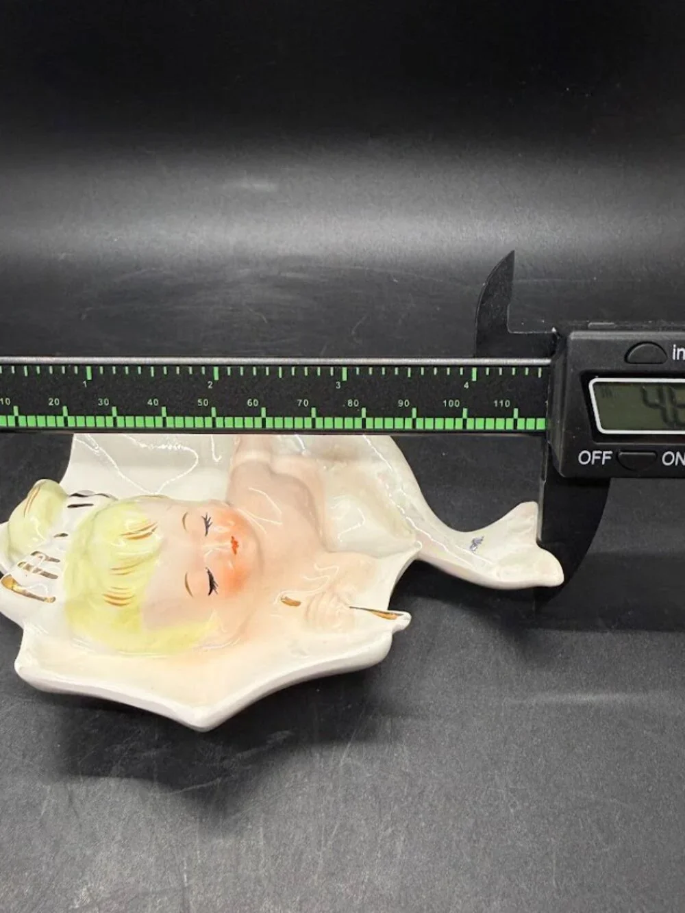 Vintage MCM 50’s Enesco Mermaid Girl Umbrella Wall Plaque Ceramic Kitsch